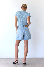 Maia Gingham Top - Sea Blue + White