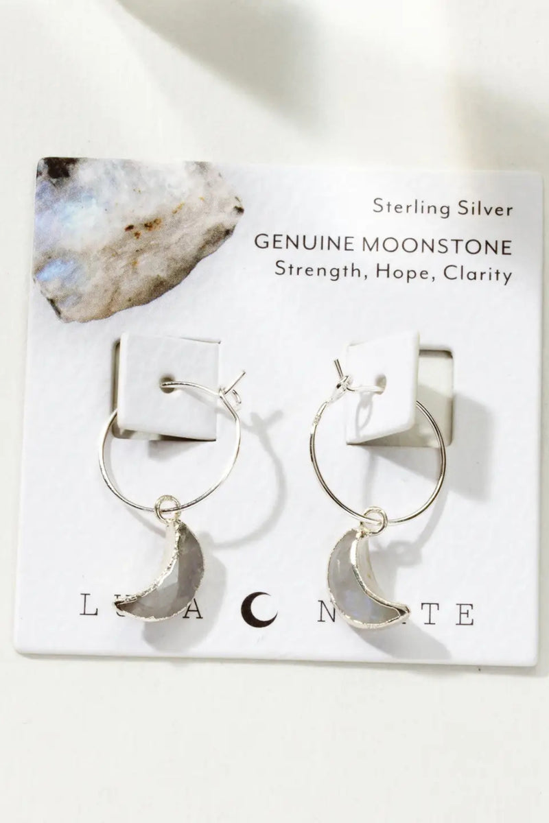 Sterling Silver Eclipse Hoop Earring - Moonstone