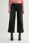 Just Black Denim Scissor Cut Cuffed Slim Wide Denim - Washed Black