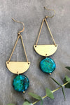 Glade Earrings - Chrysocolla & Half Moon Brass