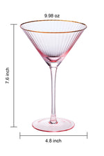 Vintage Blush Pink Gold Rim Martini Glass