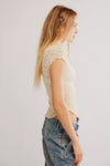Free People Ready To Go Lace Tee - Butter Yellow