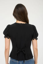 Aurora Lace Trim Blouse - Black