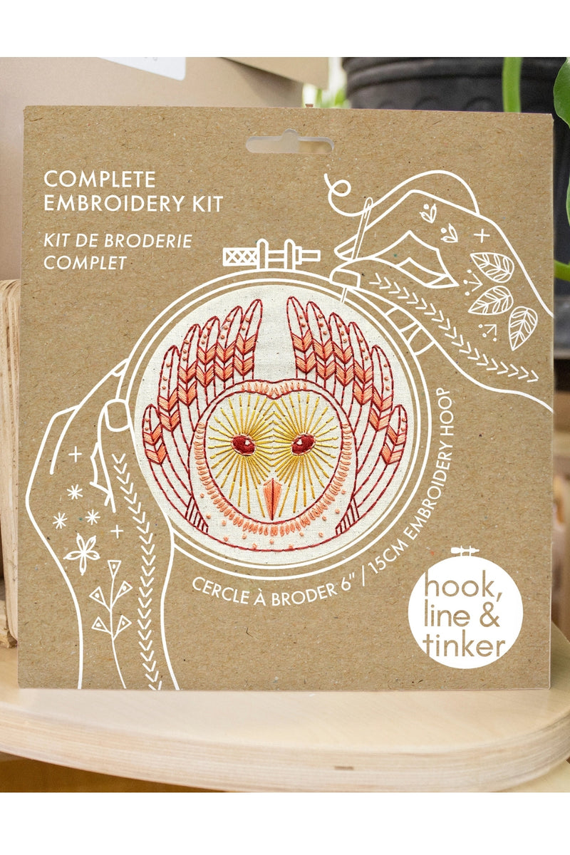 Hook, Line, and Tinker Embroidery Kit - Barn Owl