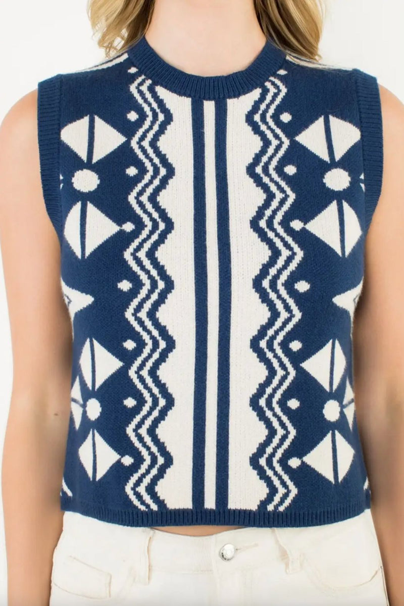 Jackie Sleeveless Sweater - Navy