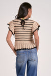 Aaliyah Ruffle Sweater - Natural + Black