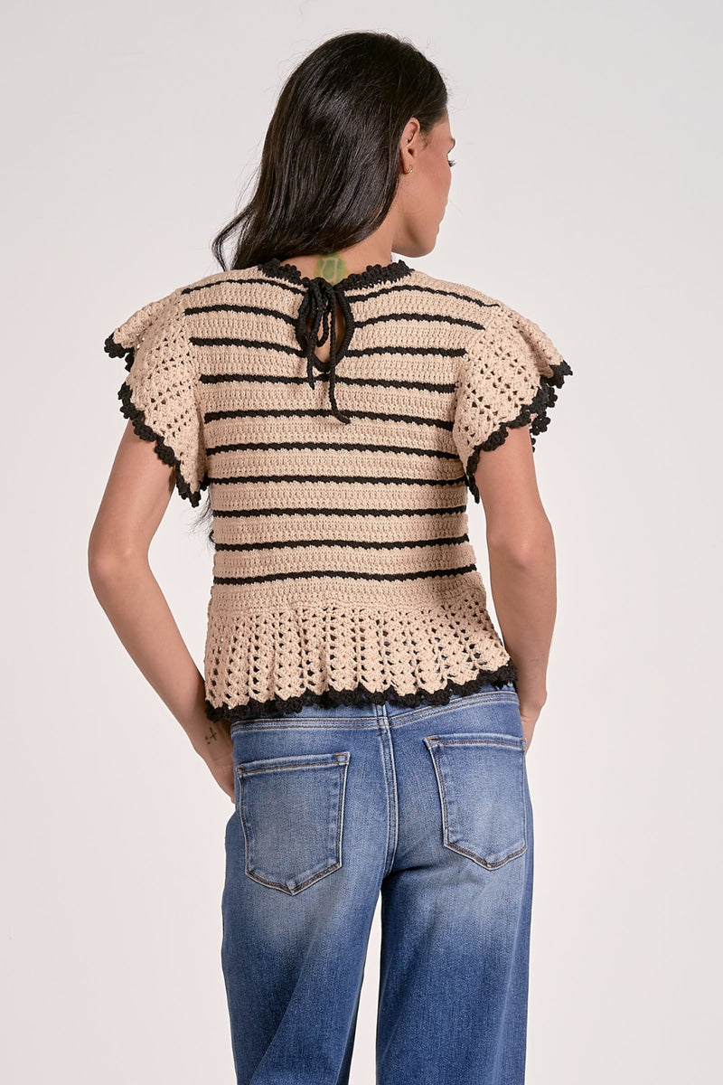 Aaliyah Ruffle Sweater - Natural + Black