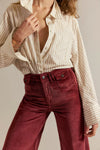 Kellee High Rise Palazzo Denim Pants Brick Wall Corduroy