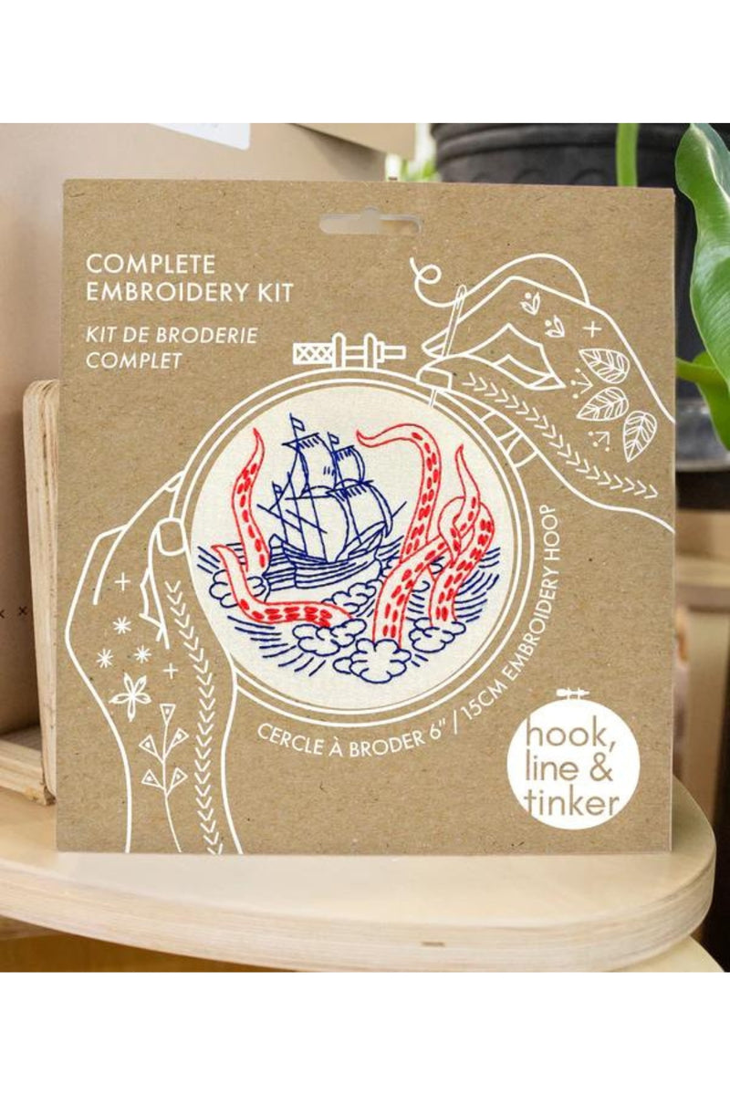 Hook, Line and Tinker Embroidery Kit - Release The Kraken