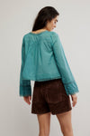 Free People Longsleeve Evermore Top - Mineral Blue