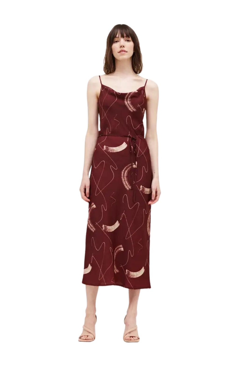 Penelope Satin Slip Dress - Vino