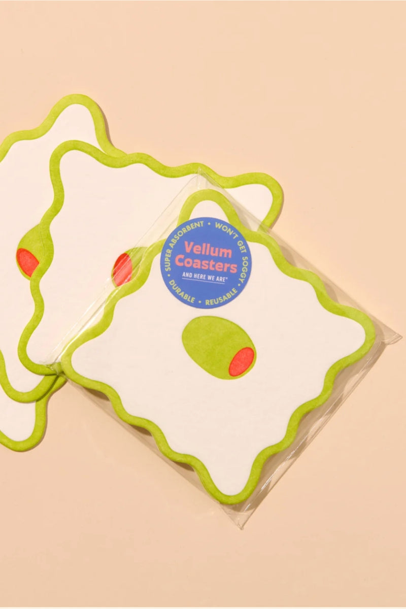 Vellum Coasters - Crudité in Olive - Set of 4
