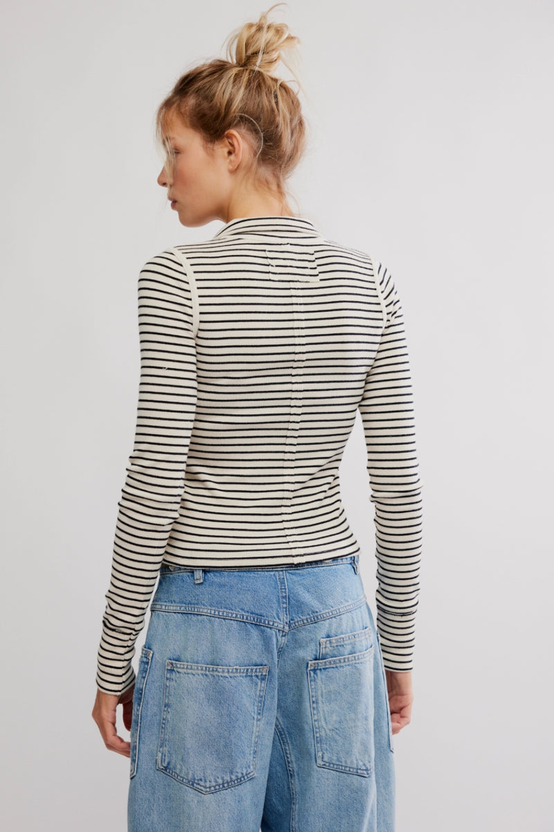 Free People Lake Henley Stripe - Tea Combo