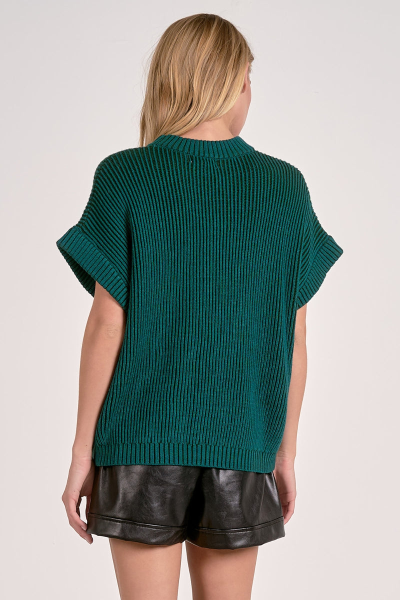 Selina Two-Tone Sweater - Teal + Blue