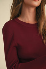 Evelina Ribbed Top Wine