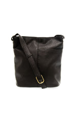 Bindi Front Slip Pocket Bucket Crossbody Bag - Black