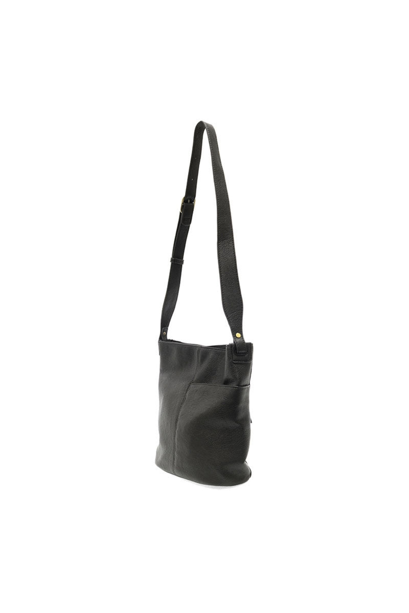 Bindi Front Slip Pocket Bucket Crossbody Bag - Black