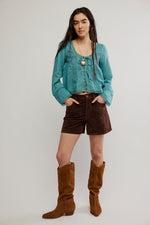 Free People Longsleeve Evermore Top - Mineral Blue
