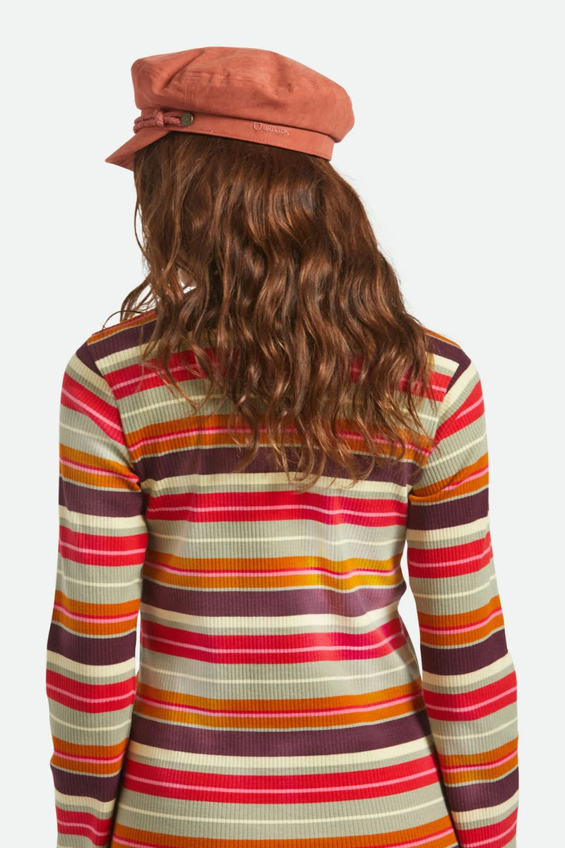 Brixton Fiddler Cap - Terracotta Brushed Satin