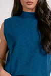 Eliza Sleeveless Mock Neck Sweater - Teal