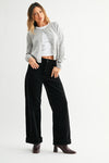 Just Black Denim Corduroy Mini Patch Pocket Wide Leg - Black