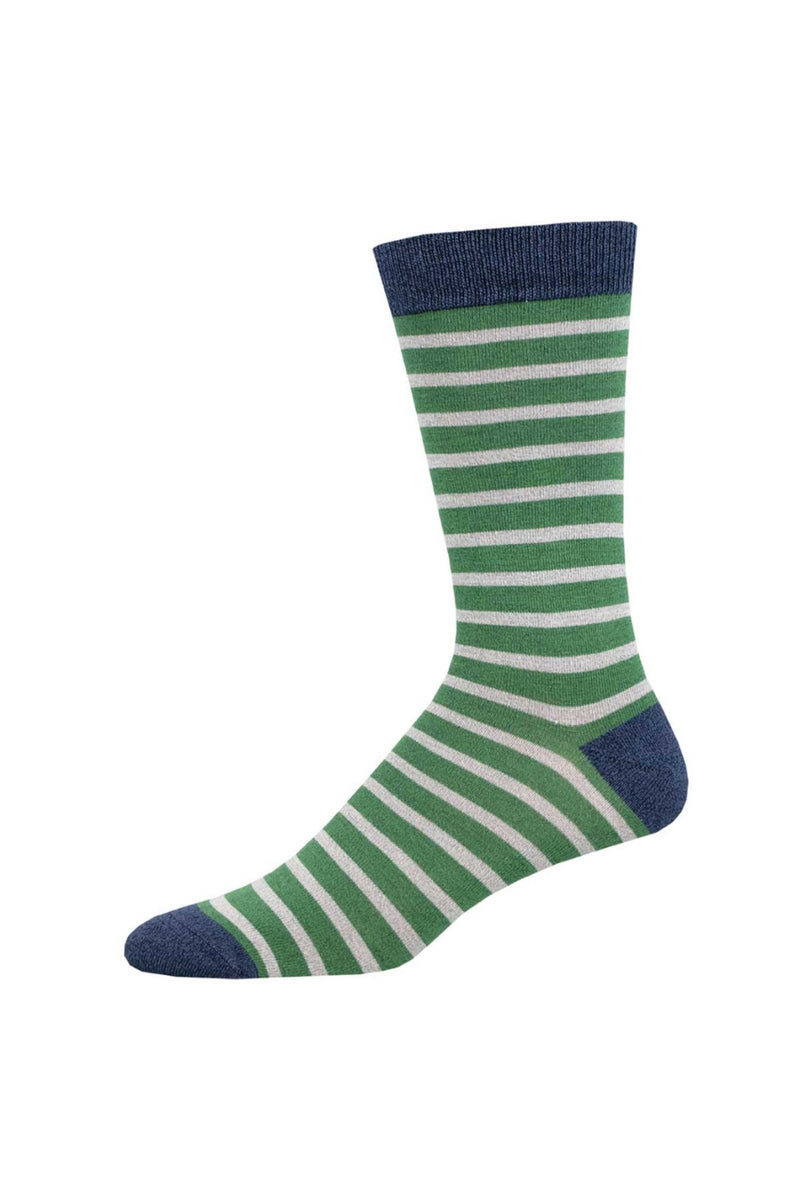 Socksmith Men's Bamboo Socks - Green/Gray Sailor Stripe