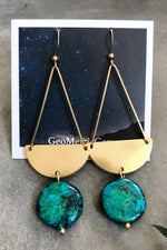 Glade Earrings - Chrysocolla & Half Moon Brass