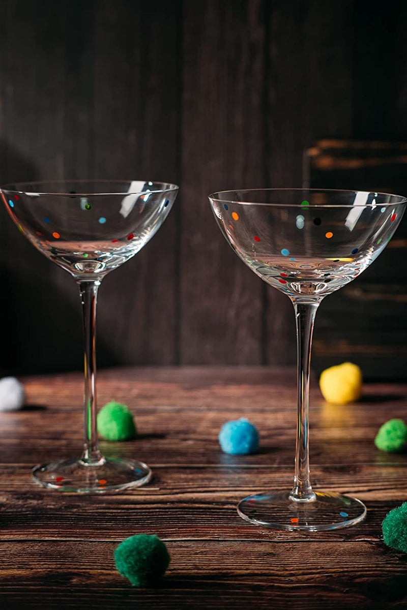 Polka Dot Confetti Stemmed Martini Glass