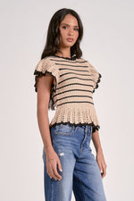Aaliyah Ruffle Sweater - Natural + Black