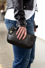 Mini Crossbody Wristlet Black Lustre Lux