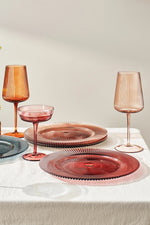 Muted Glass Ribbed Plate - Red