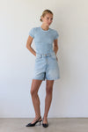 Maia Gingham Top - Sea Blue + White