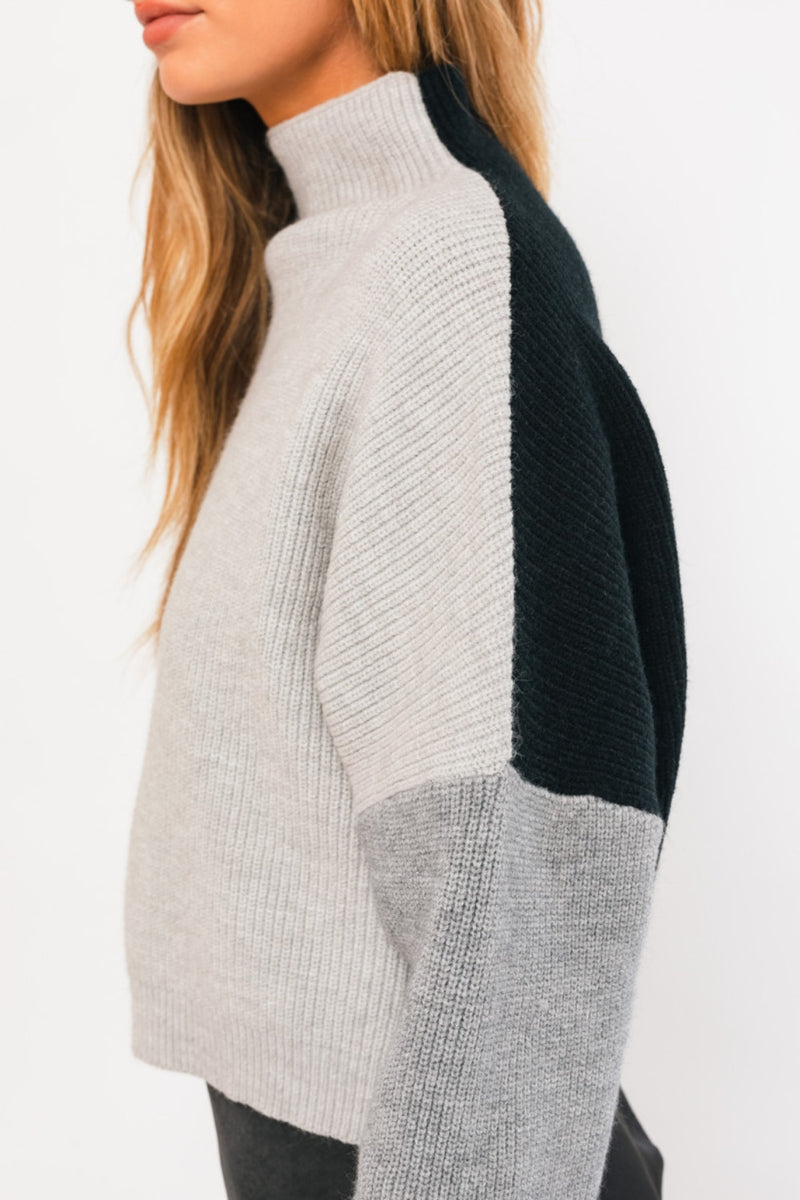 Jazmin Colorblock Sweater - Grey/Black