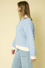 Athena Sweater White + Blue