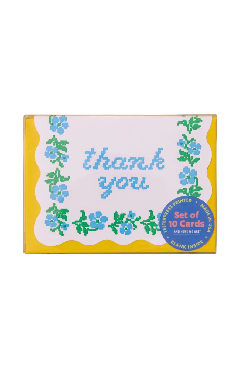 Cross Stitch Thank You Cards - Set of 10