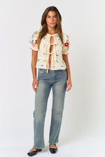 Emilia Embroidered Top Cream/Multi