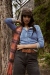 Free People Highland Plaid Skinny Scarf - Pink Combo