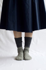 Wool Cotton Slab Socks - Charcoal