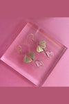 Ginkgo Earrings - Clear Crystal & Brass