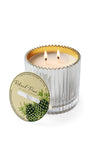 The Soap & Paper Factory Roland Pine 14 oz Silver & Gold Two-Wick Ribbed Glass Candle