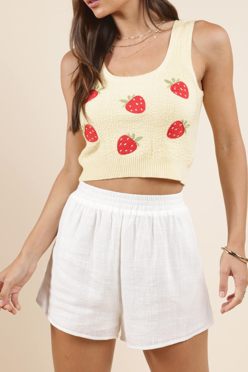 Berry Cake Embroidered Tank Lemon Strawberry