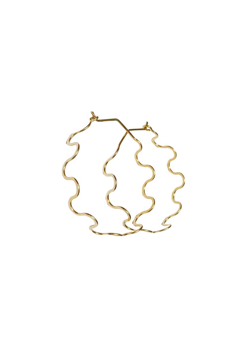 Mind's Eye Design Squiggle Hoops - Gold Filled