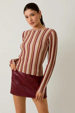 Vicki Vertical Striped Knit Top - Multi Stripe