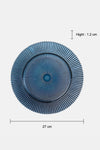 Muted Glass Ribbed Plate - Blue