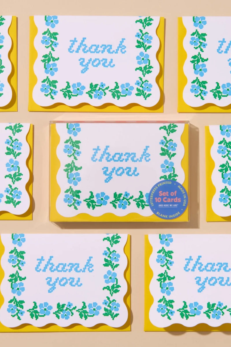 Cross Stitch Thank You Cards - Set of 10