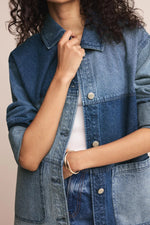Z Supply On The Road Color Block Jacket - Mixed Indigo