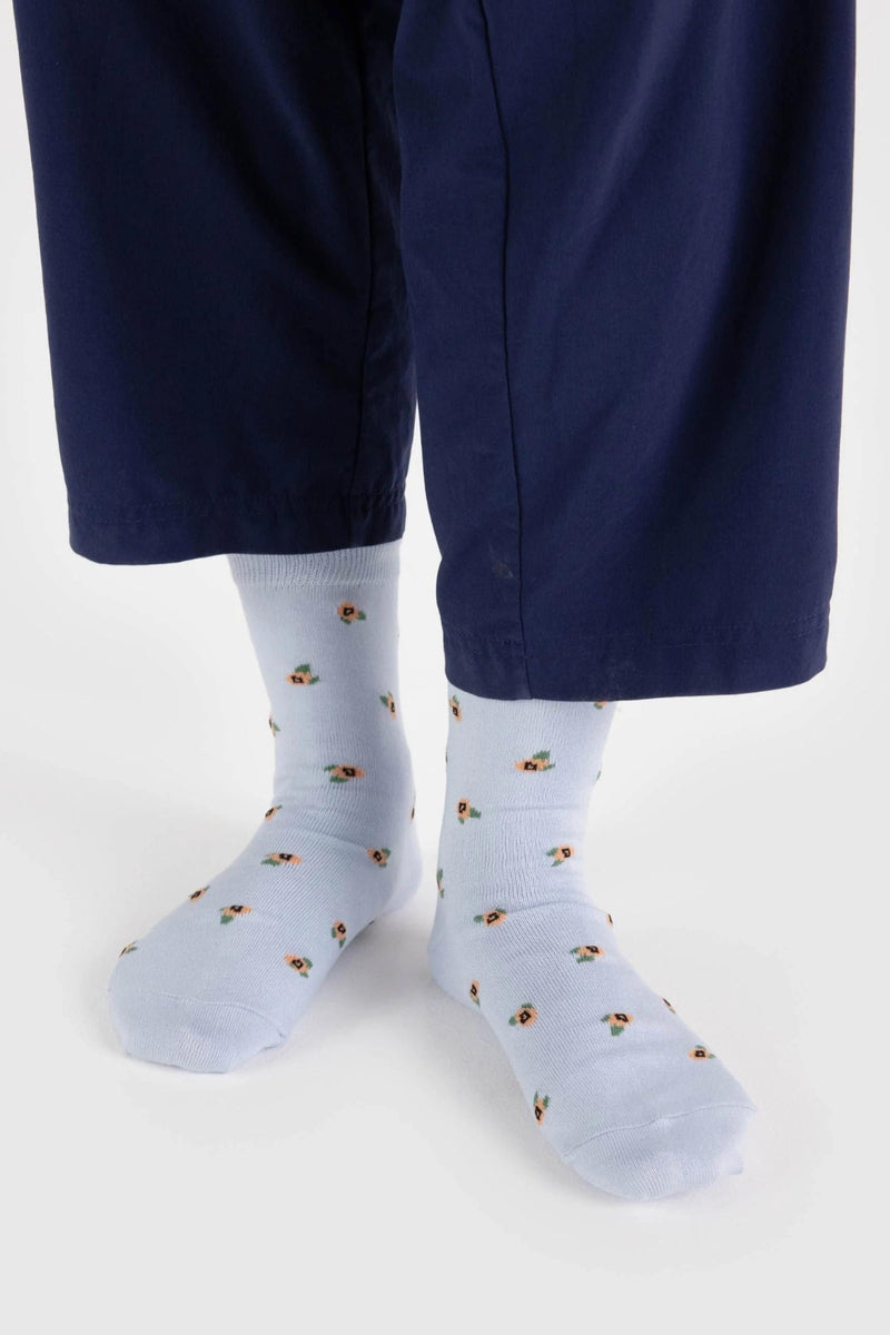 Baggu Crew Sock Blue Rosette