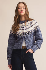 Z Supply North Sea Fairisle Cardigan - Blue Velvet Heather