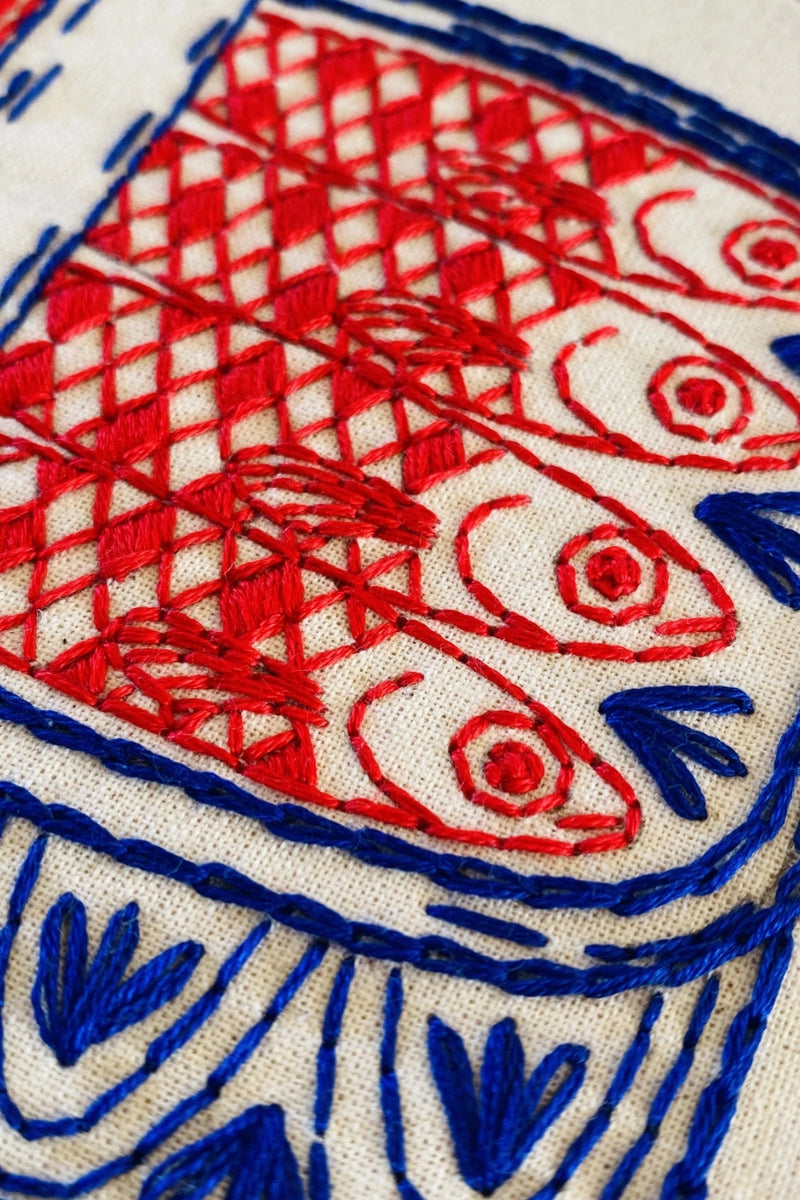 Hook, Line, and Tinker Embroidery Kit - Sardines
