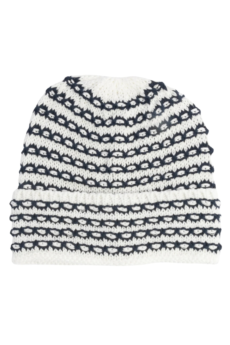 Coal Stria Beanie - Off White/Navy